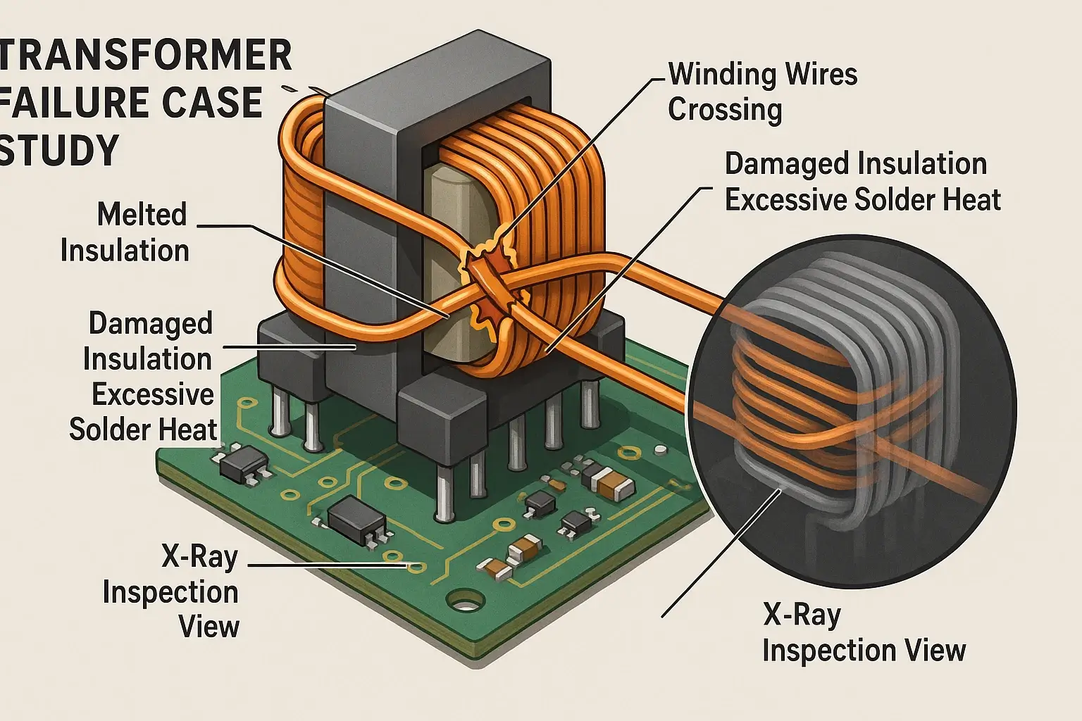 Transformer Design Failure Case Study: Insulation Wire Crossing and Solder Damage
