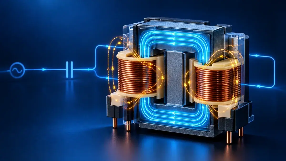 LLC transformer Lm magnetizing flux and Lr leakage flux paths